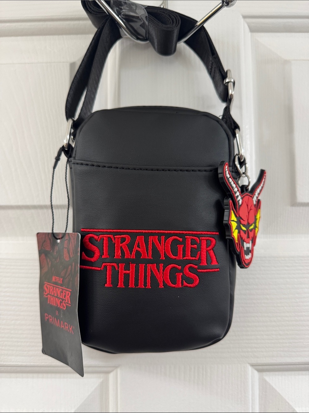 Primark Black Messenger Bag with Red Stranger Things Embroidery